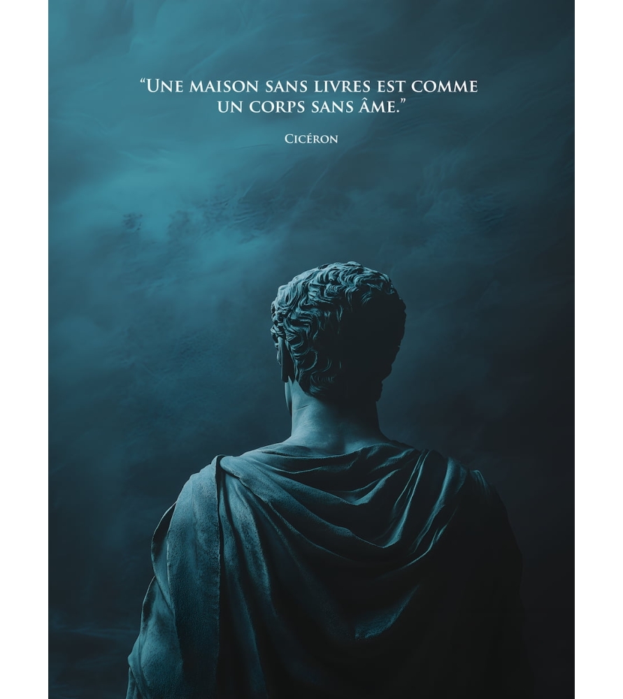 Poster Citation Cicéron – Une maison sans livre est comme un corps sans âme Poster Citation Cicéron – Une maison sans livre est comme un corps sans âme
